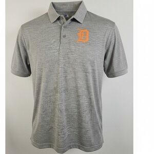 MLB Genuine Merch Detroit Tigers Performance Polo Shirt Men XL Gray Heather Logo